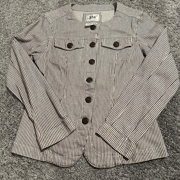 LAL Live a Little Striped Button Down Jacket - Picture 4 of 7
